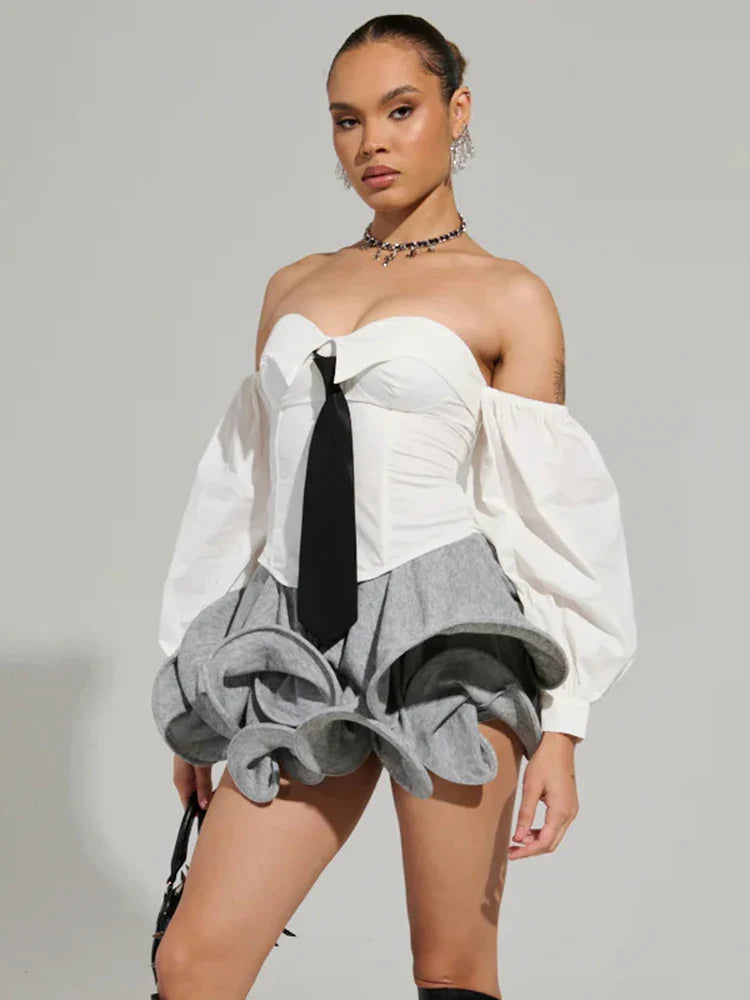 Irregular Tierred Mini Skirts Women Y2K Chic Puffy Wild Basic Coquette Style