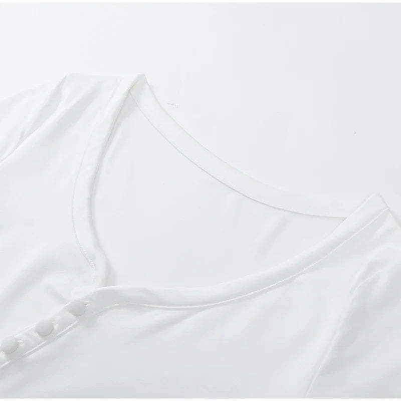 Pink Flare Sleeve Ruffle Pleated Mini Dress Women's Irregular Deep V-neck Buttons A-line Gowns