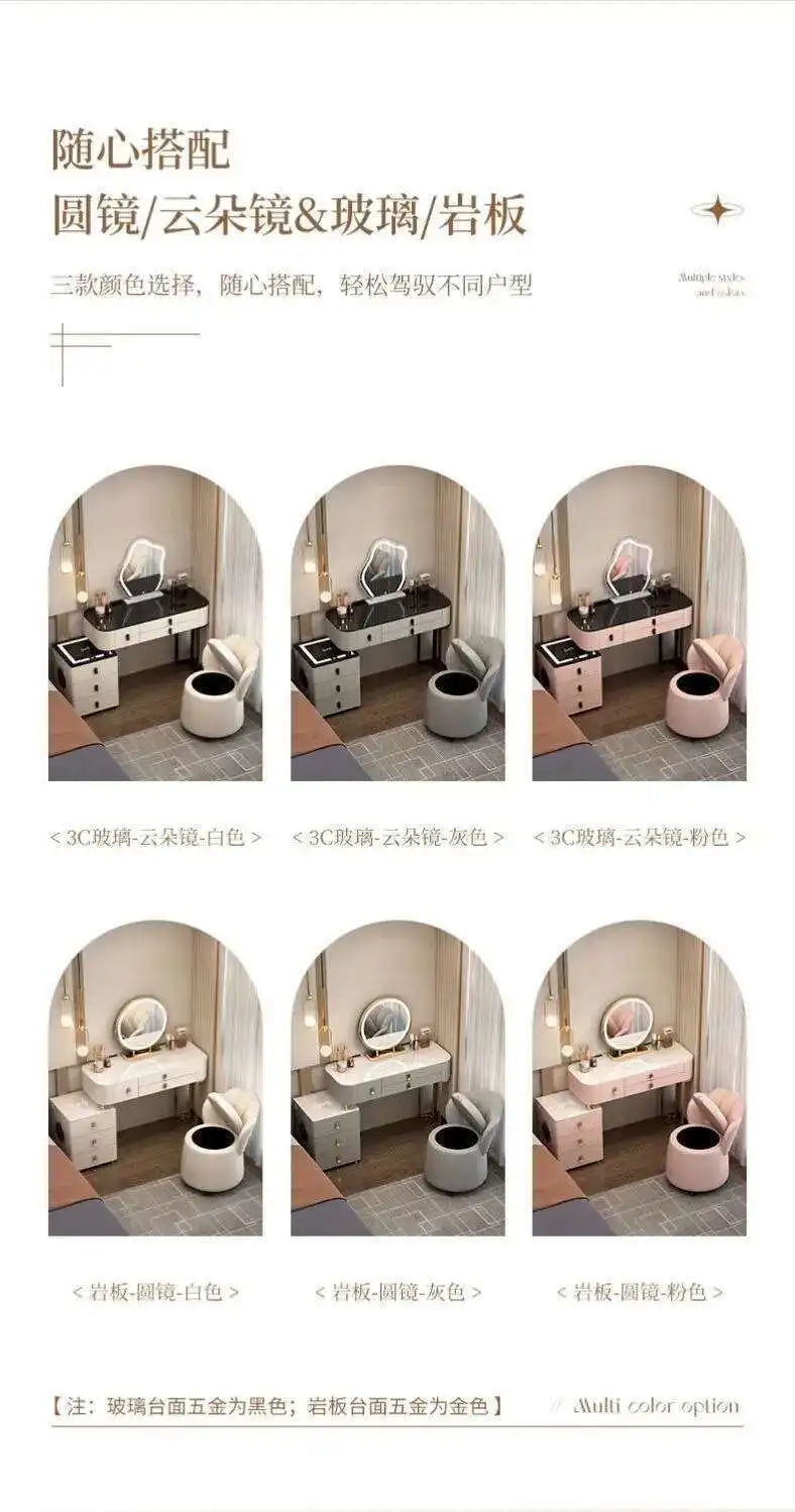 Luxury Shelf Cosmetics Makeup Dressing Table Bedroom Storage Drawers Vanity Table Modern