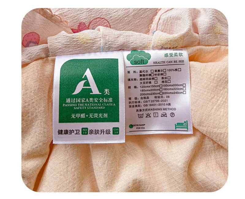 Korean Quilt with Lace and Ruffle Pure Cotton Patchwork Comforter for Summer Skin-Friendly Breathable Cooling Blanket for Home