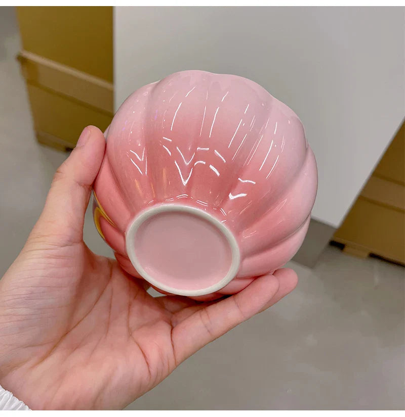 French Style Ceramic Plate Gradient Floral Shape Porcelain Dinnerware