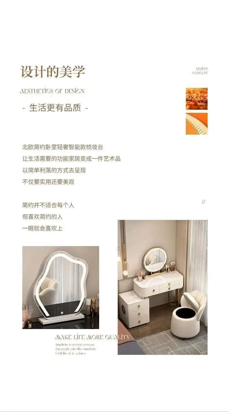 Luxury Shelf Cosmetics Makeup Dressing Table Bedroom Storage Drawers Vanity Table Modern