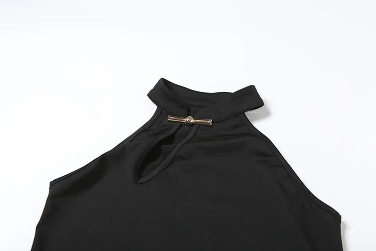 Cheongsam Buckle Tank Tops Women Y2K Summer Trend Basic Classic Hollow Solid Simple Street Stretch Daily Chic Vest