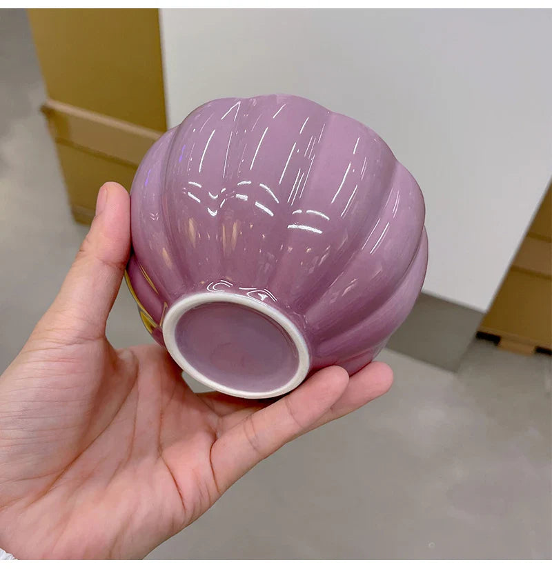 French Style Ceramic Plate Gradient Floral Shape Porcelain Dinnerware