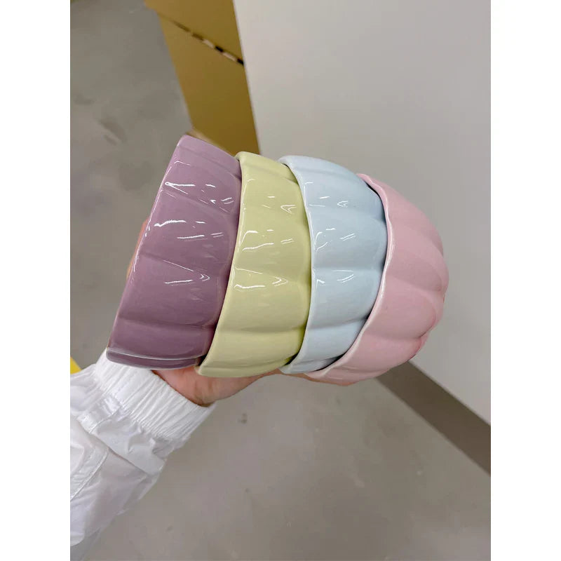 French Style Ceramic Plate Gradient Floral Shape Porcelain Dinnerware