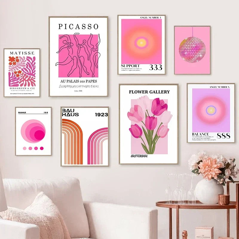 Picasso Flower Wall Art Canvas Painting Pink Tiger Poster Picture Modern Living Room Interior Decor