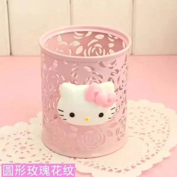 Hello Kitty Sanrio Animation Peripheral Cartoon Children's Pen Holder Creative Kawaii Desktop Storage Box Ornaments