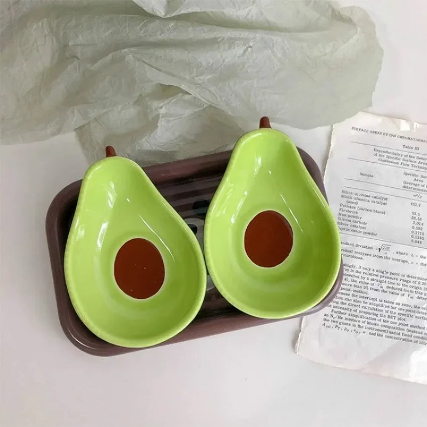 Creative Avocado Shaped Ceramic Dish Fruit Salad Plate Dessert Bowl