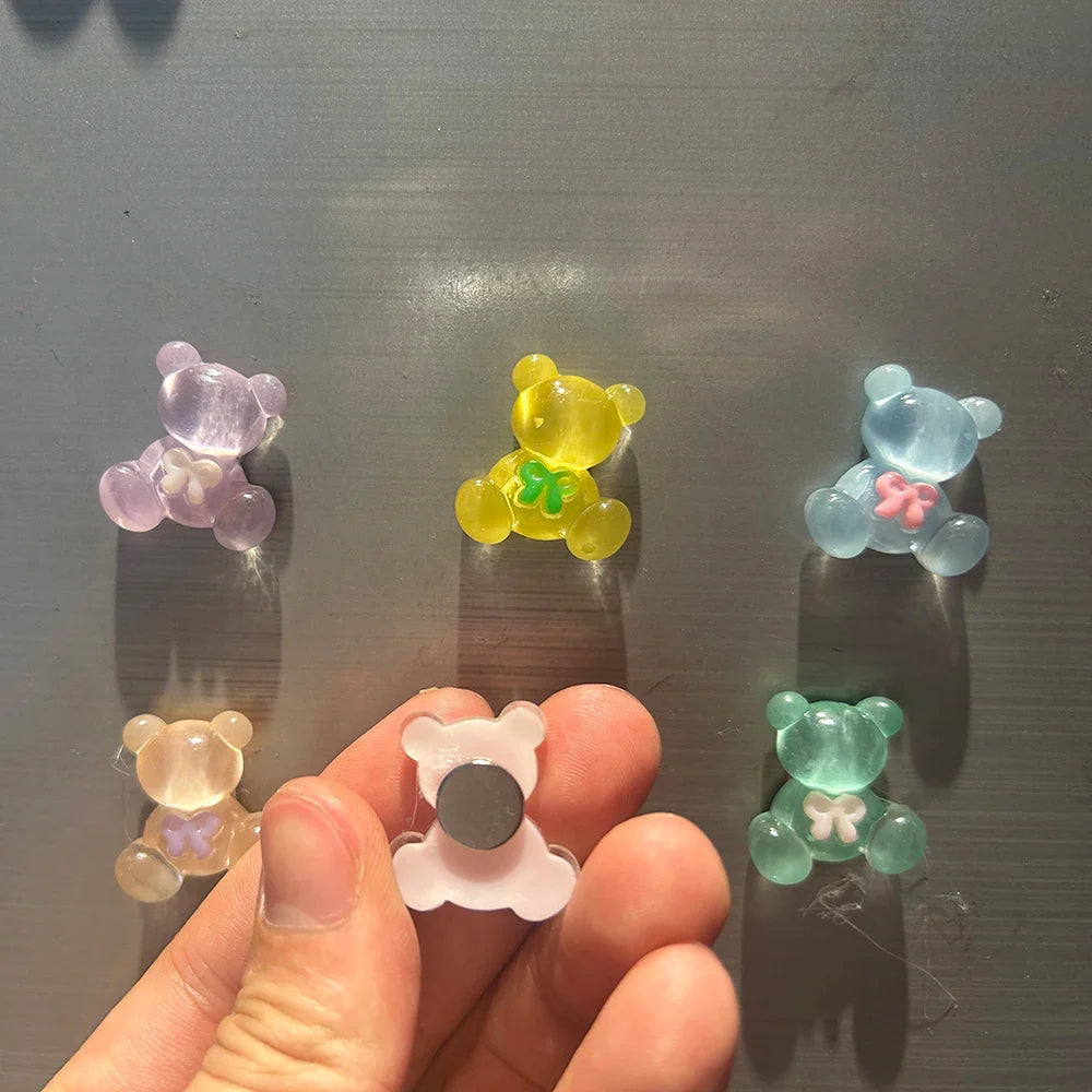 Magnet Transparent Bow Tie Bear Decor Whiteboard Photo Message Board Home 6PCS