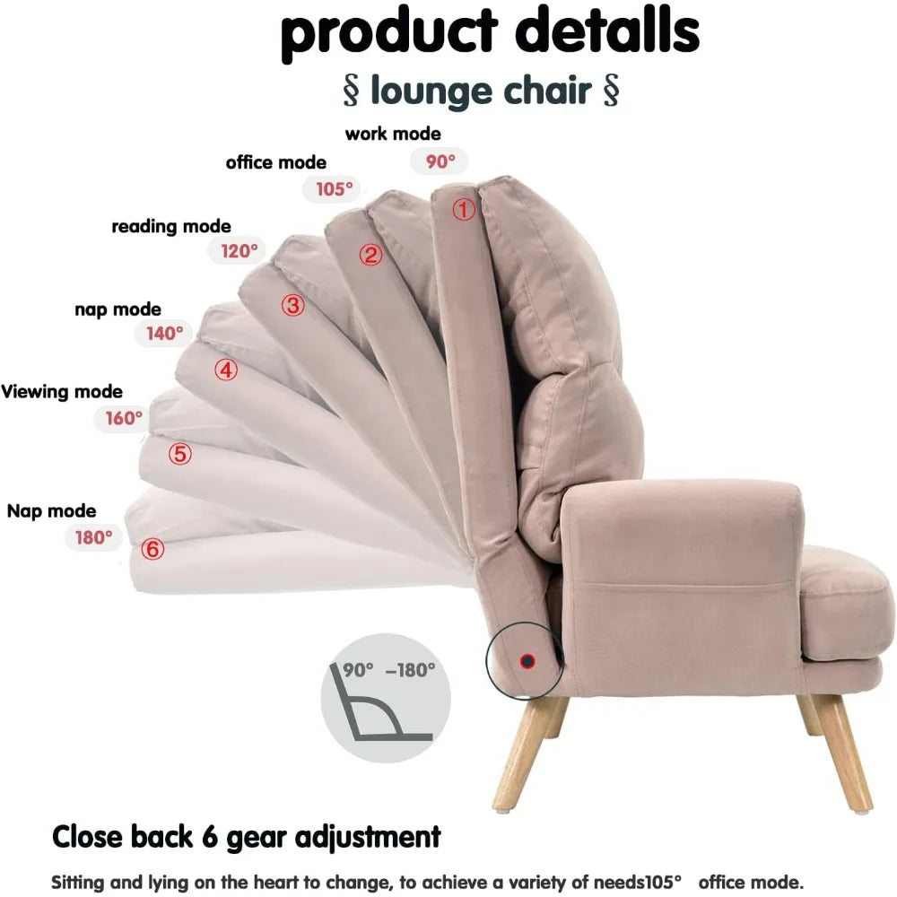 Living Room Chair Set with Recliner Accent Chair and Ottoman with Side Bags