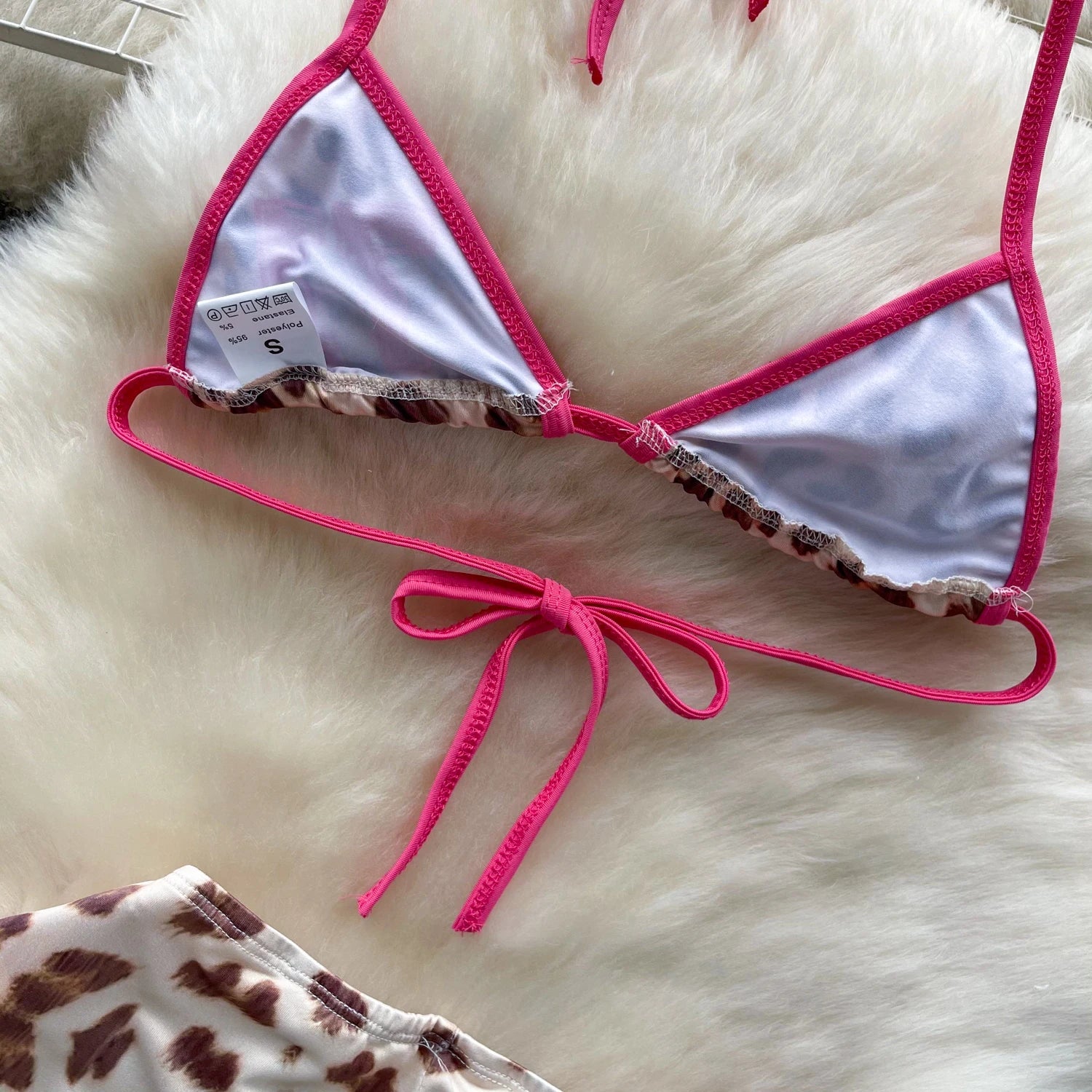 Leopard Bikini Hotsweet Three Piece Set Halter Bra+Slim Shorts+Mini Briefs Women Lace-Up Backless Sexy Suits