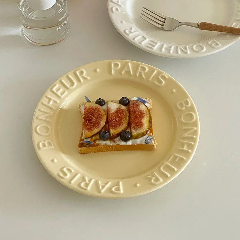 Ceramic Dessert Plate with Letter, Fruit Salad Plates, Afternoon Tea Cake Dishes