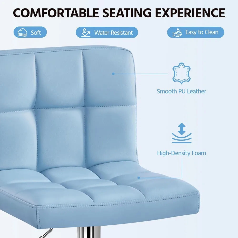 Set of 4, Adjustable PU Leather Swivel Barstools, Modern Counter Stools with Back and Footrest, Counter Height Barst