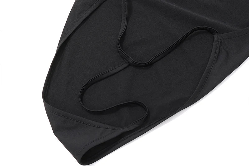 Sexy Lingerie Solid Backless Bodysuit Y2K Square-neck Long Sleeve Bodycon