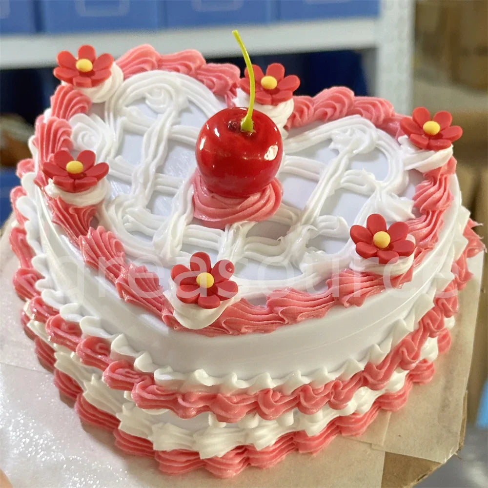 Lifelike Strawberry Cream Design Vibrant Pink Box Themed Photoshoots Jewelry Gifts Props Fake Cake Trinket Case Sweet Style