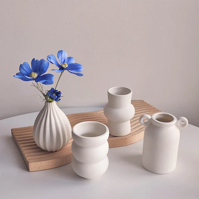 Ceramic Vase White Flower Pot Nordic Decorative Vase Dry Flower Vases for Home