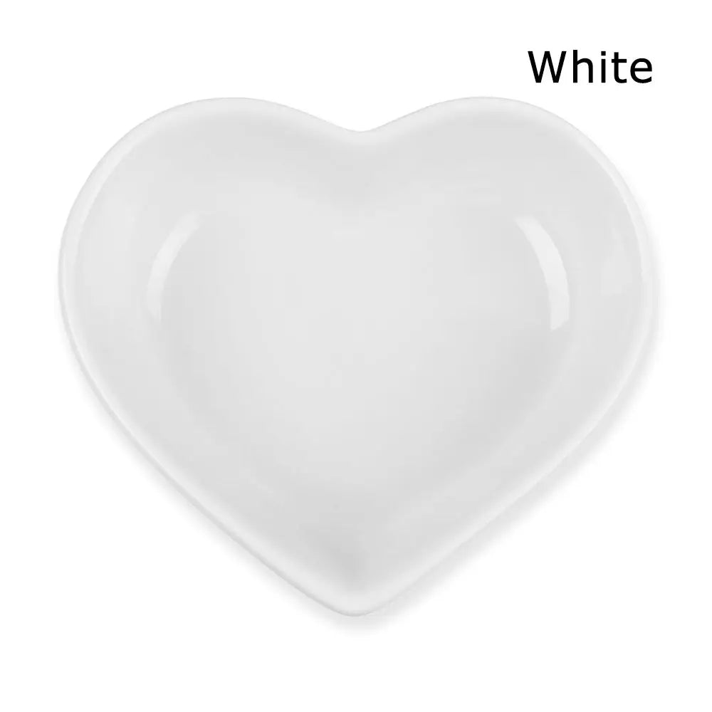 Colorful Mini Condiment Dishes Heart Shape Ceramic Sauce Dish Cute Seasoning Dish Dipping Bowl Snack Serving Dishes Tableware