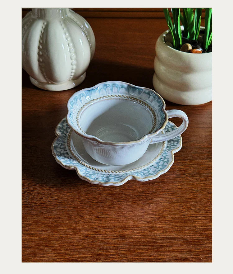 Vintage Ceramic Niche Design Afternoon Teacup with Dessert Plate