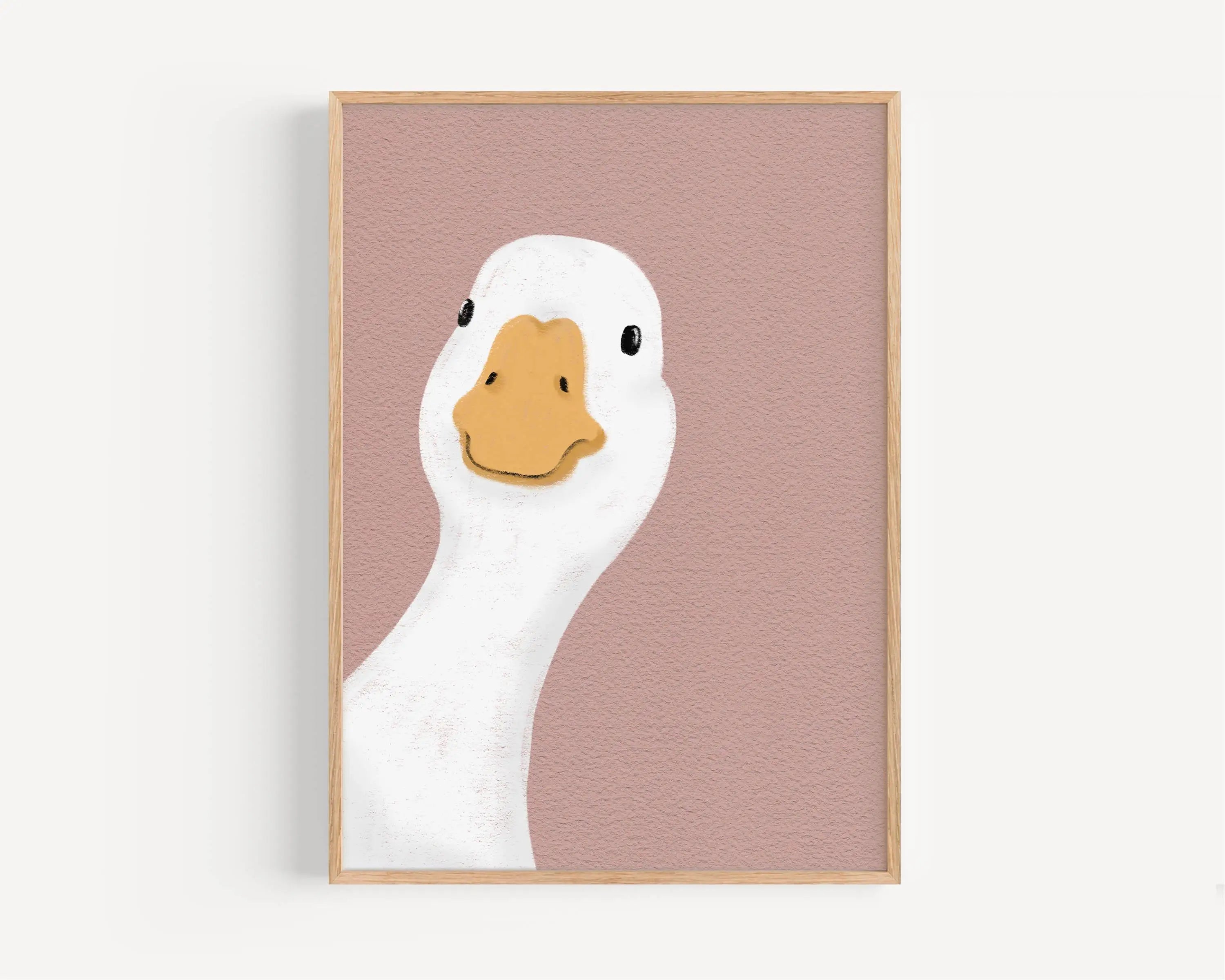 Set of 6 Cartoon Animals Powder Pink Goose Poster Print Wall Art Pictures Canvas Painting Living Room Bedroom Home Decor
