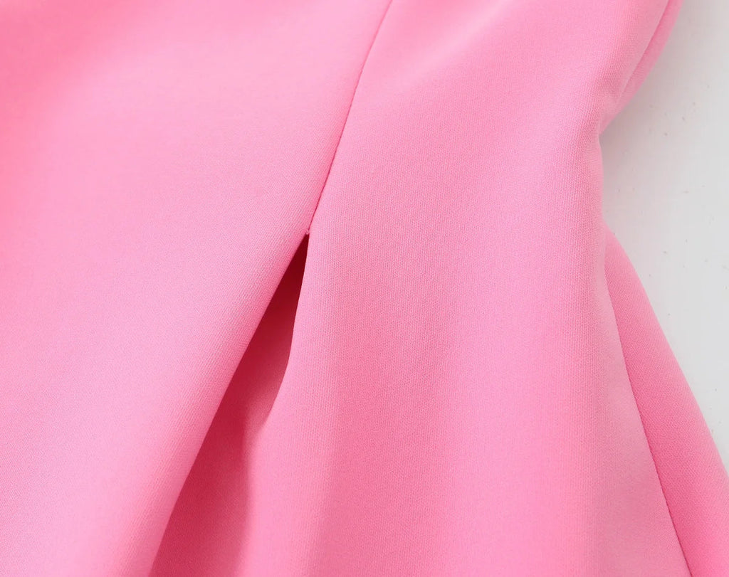 Ladies Pink Spaghetti Strap Dress Summer New Simple Style Women Slim Short Dress Party Fashion A-Line Dress