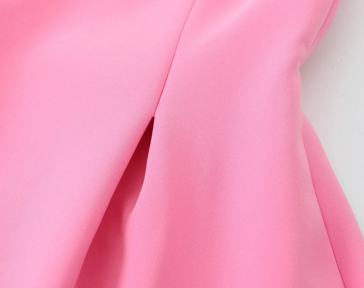 Ladies Pink Spaghetti Strap Dress Summer New Simple Style Women Slim Short Dress Party Fashion A-Line Dress