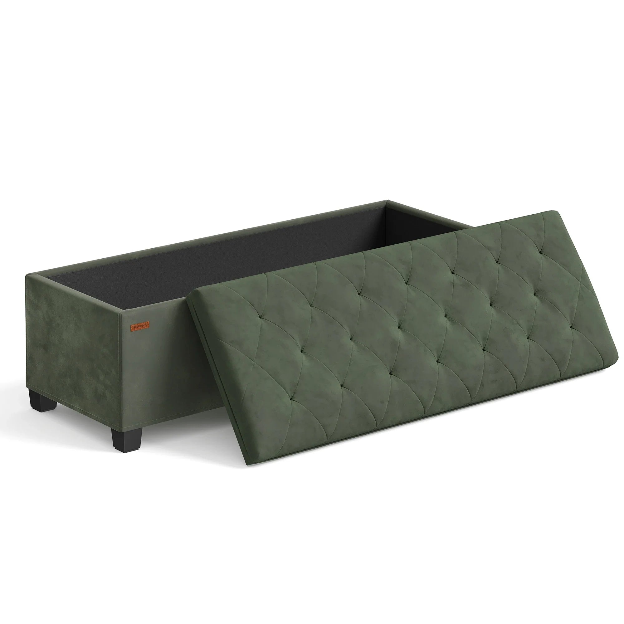 Velvet Storage Ottoman Bench, Foot Rest with Legs, 15.7 x 43 x 15.7 Inches, End of Bed Bench, Storage Chest