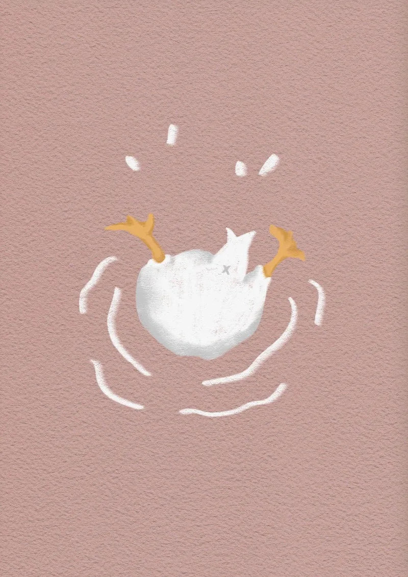 Set of 6 Cartoon Animals Powder Pink Goose Poster Print Wall Art Pictures Canvas Painting Living Room Bedroom Home Decor