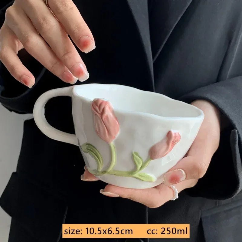 Exquisite Tulip Ceramic Plate High Appearance French Tableware