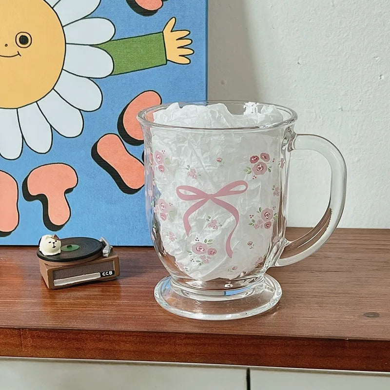 Kawaii Bowknot Glass Cups Bow Knot Drinkware