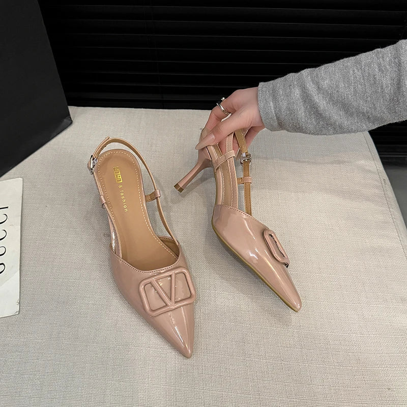 Luxury Brand Design High Heels Women's Stiletto Pointed Toe Strap Buckle Ladies Party Banquet High Heel Sandals