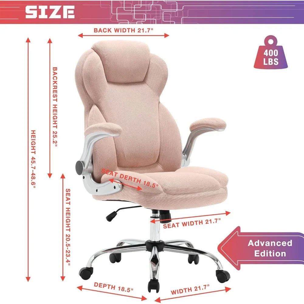 Executive Big and Tall Fabric Office Chair Duty Executive Desk Chair with Extra Wide Seat, High Back Ergonomic Leather Computer Chair