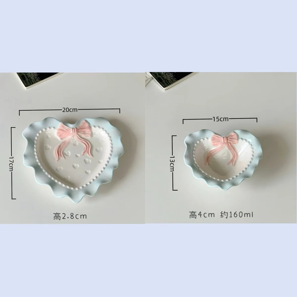 Cute Ceramic Dinner Plate Love Bow Wavy Edge