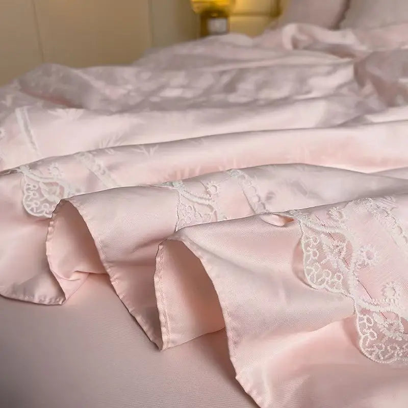 Princess Jacquard Lace Quilt Bedding Summer Blanket Cool Feeling Silky Comforter Thin Duvet