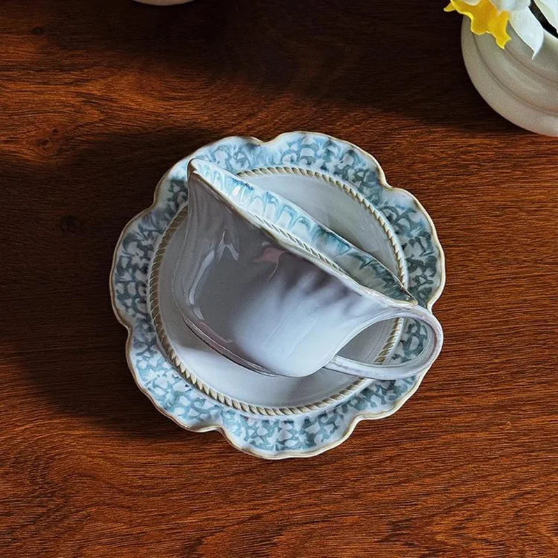 Vintage Ceramic Niche Design Afternoon Teacup with Dessert Plate
