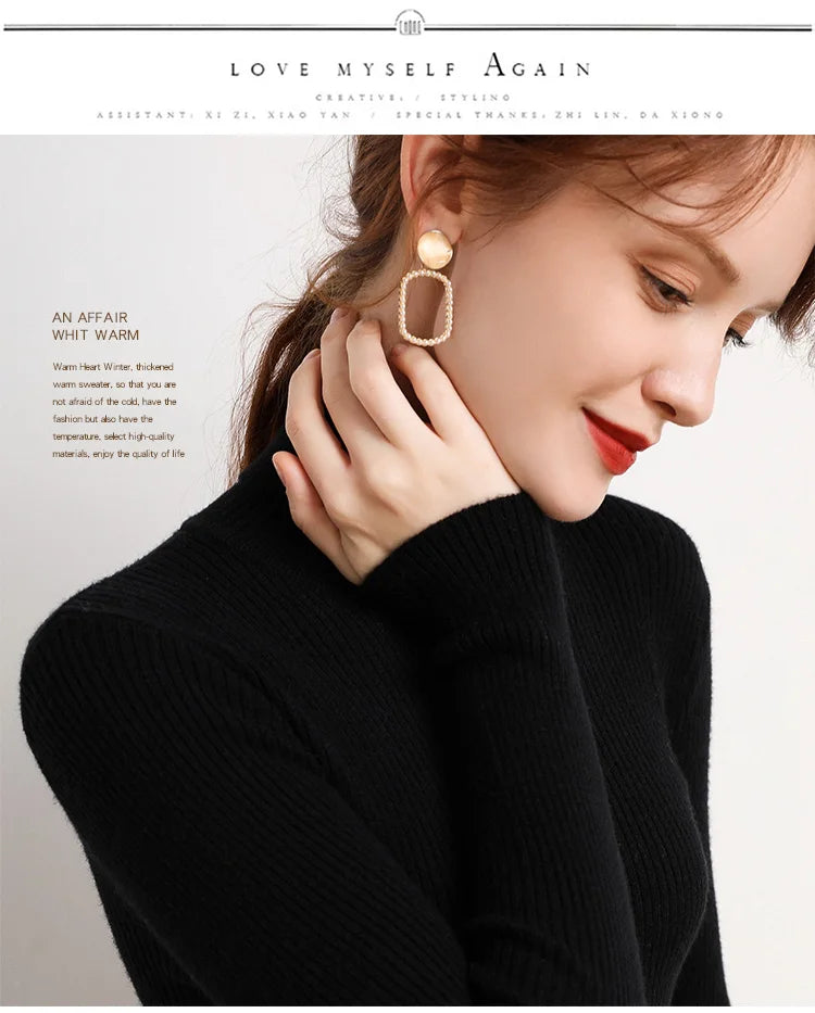 Women Fall Turtleneck Sweater Knitted Soft Pullovers Cashmere Jumpers Basic Soft Sweaters For Women Autumn Winter