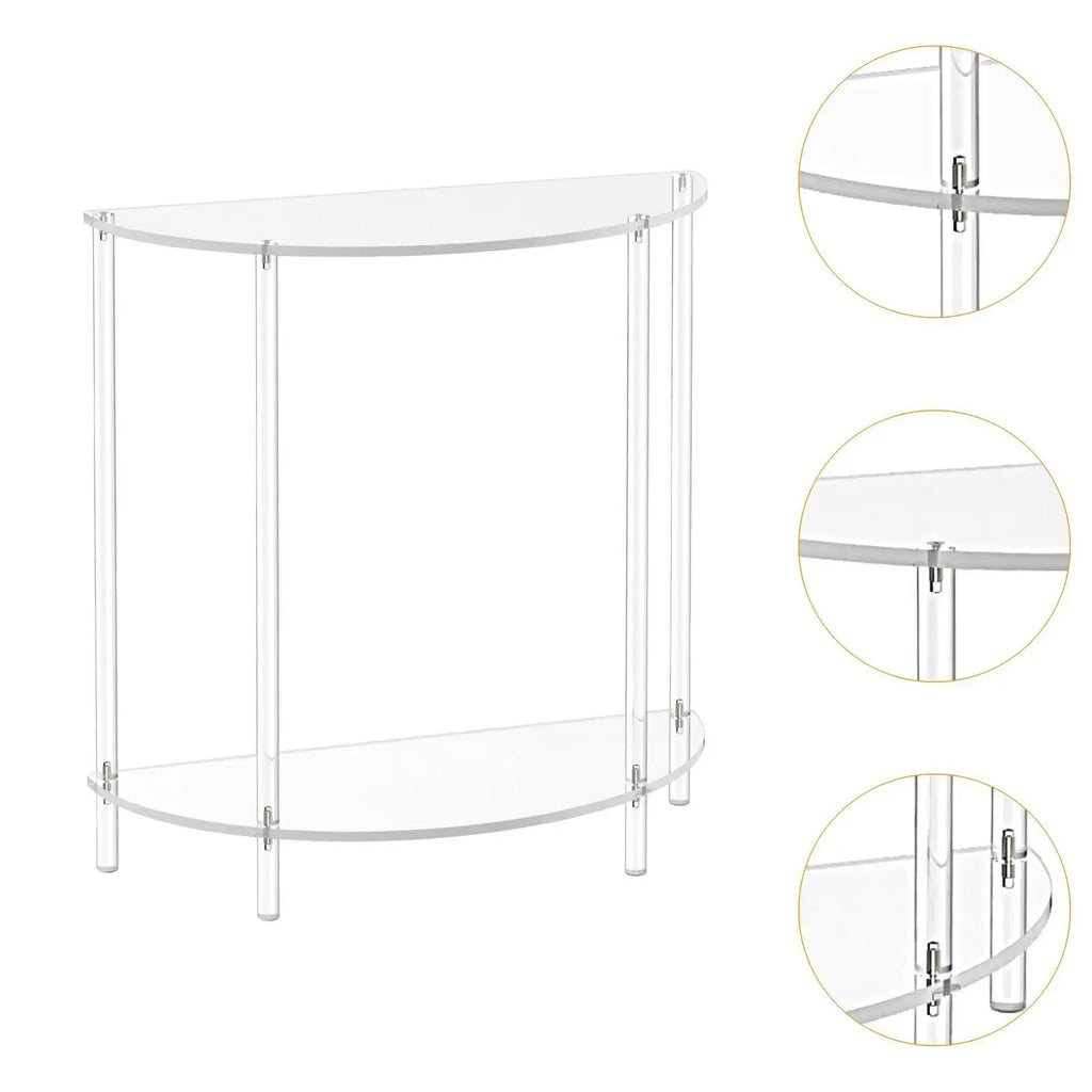 Side Acrylic Accent Table for Small Space Modern Portable Storage Shelf for Home Decor