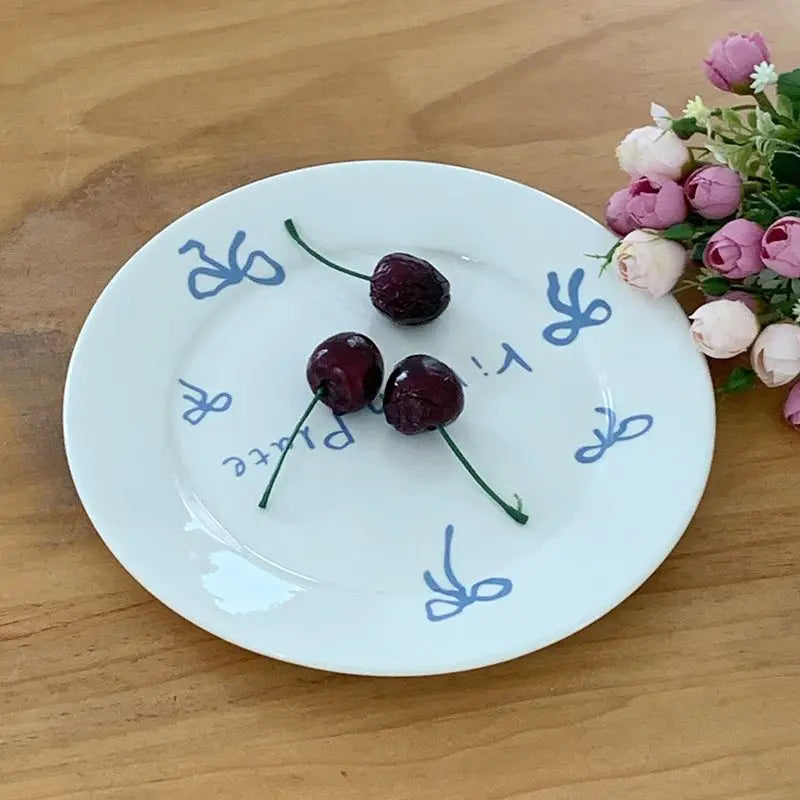 Cute Girl Bow Plate, Ceramic Dessert Plate