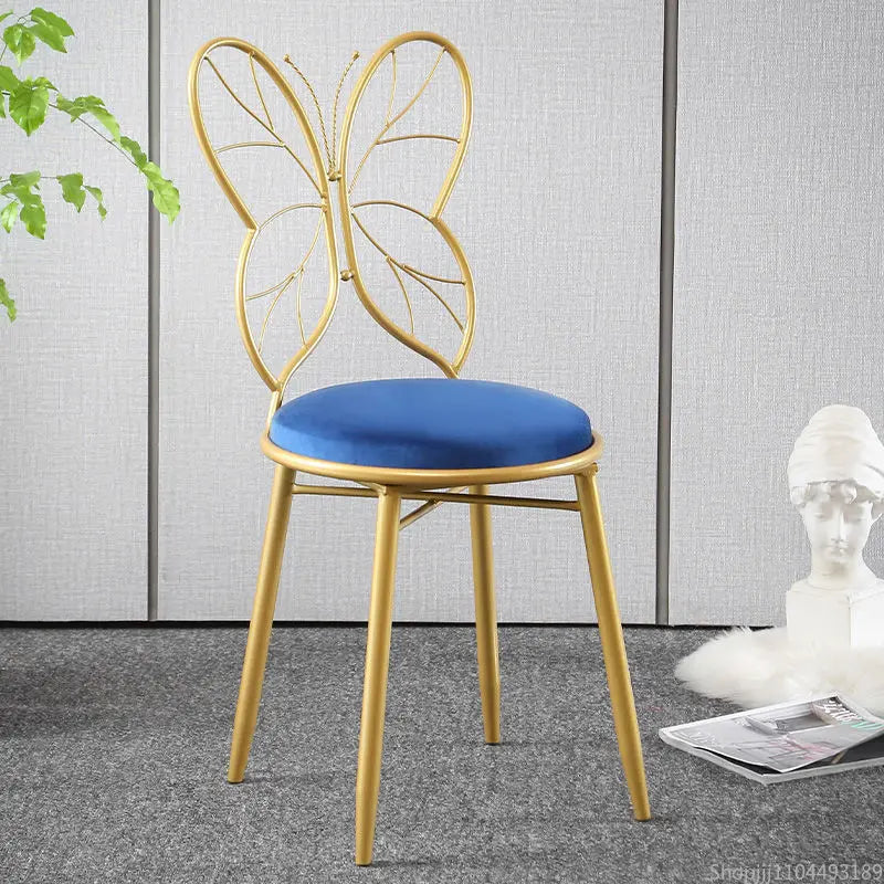 Modern Velvet Bow Stool - Nordic Vanity Chair with Backrest, Luxe Makeup Stool for Bedroom, Instagrammable Pink Accent Seat