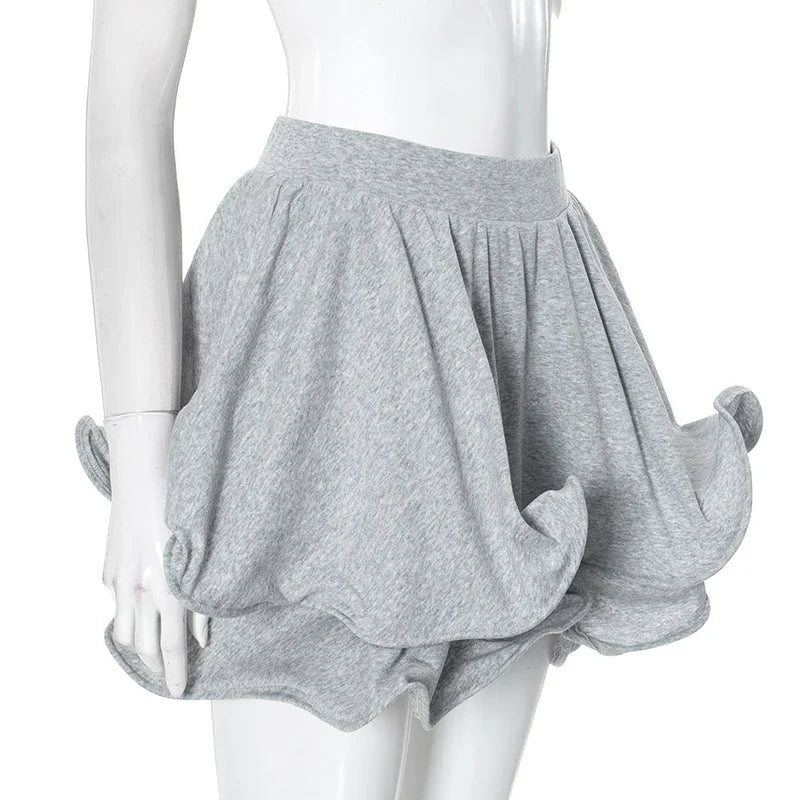 Irregular Tierred Mini Skirts Women Y2K Chic Puffy Wild Basic Coquette Style