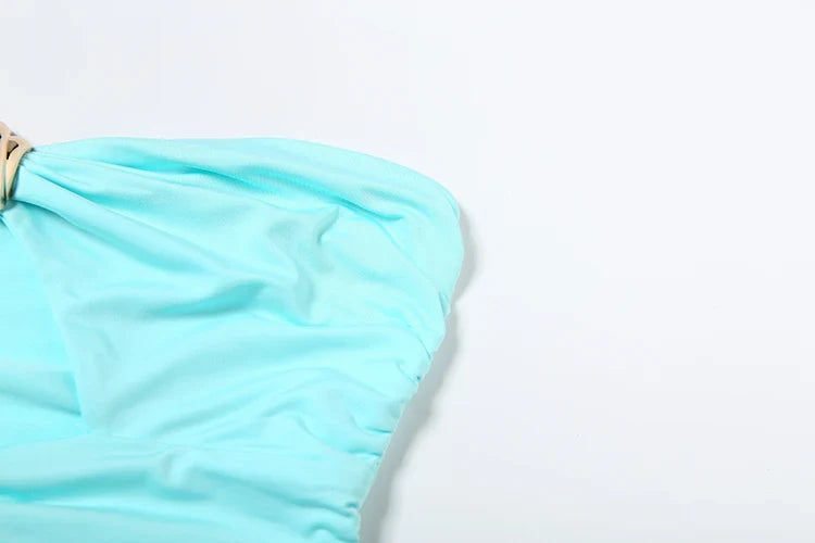 Sexy Women 2 Piece Set Coquette Hot Hollow Pleated Mini Tanks+Cross Maxi Skirts