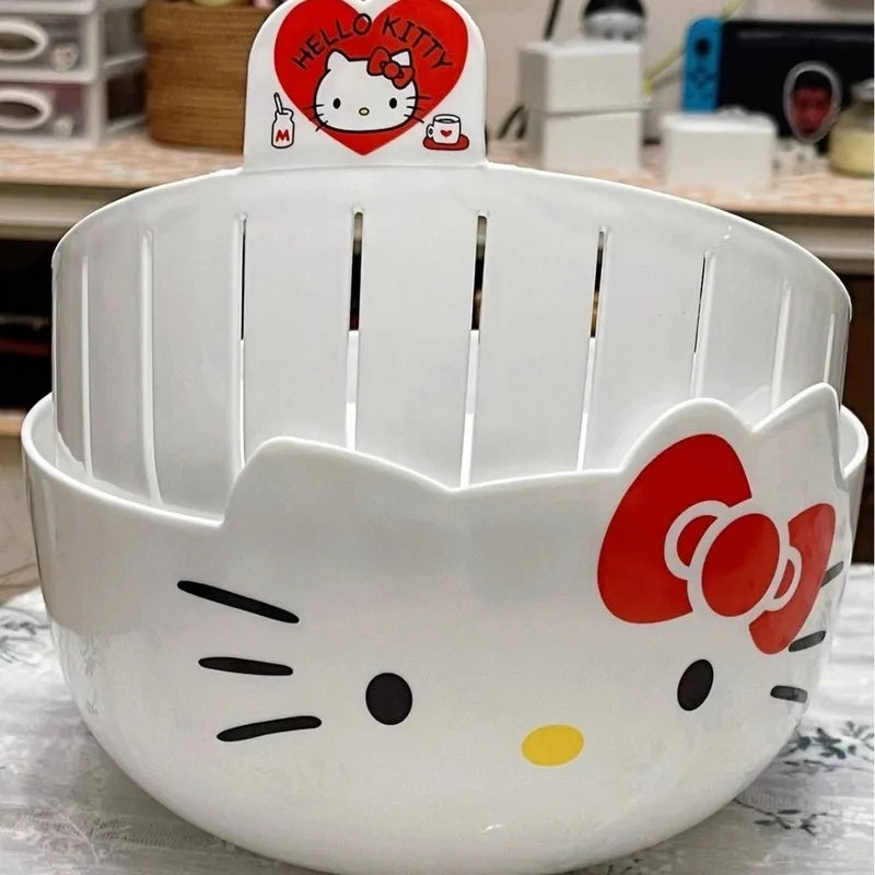 Multifunction Kitchen Fruit Plate Household Vegetable Basket New Kt Cat Water Fruit Basket Double Layer Vegetable Washing Basin