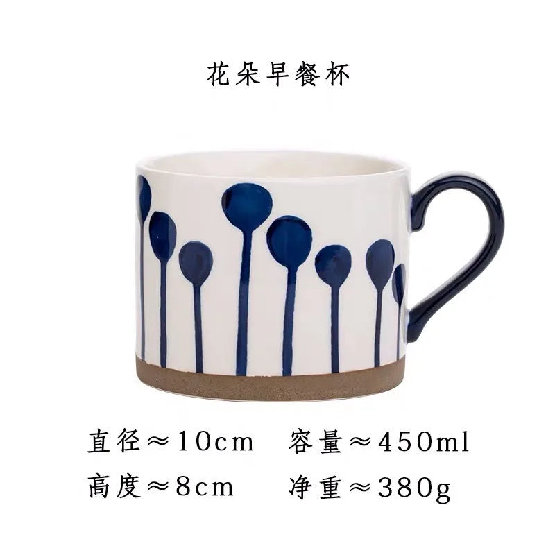Japanese Coarse Color Ceramic Water Cup Hand Painted Teacup Coffee Underglaze Mug