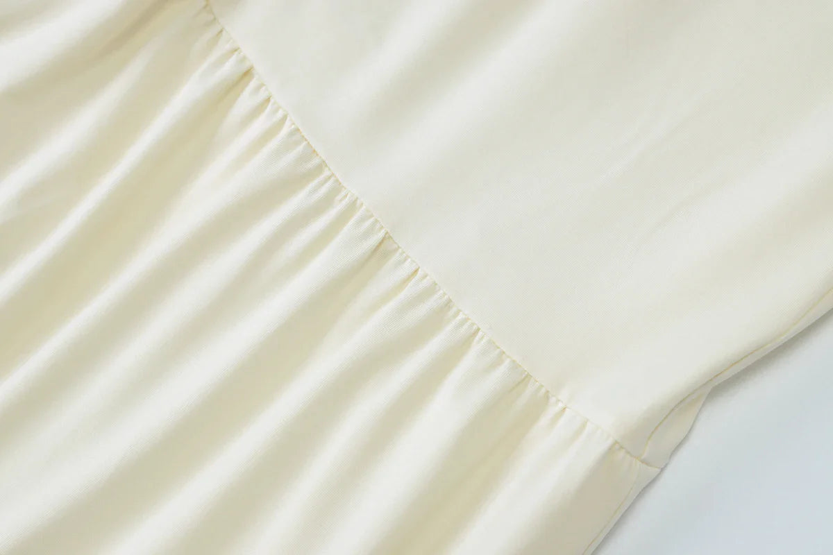 Sexy Elegant Ruched 2 Piece Skirt Set Lace Up Ruffles Patchwork Crop Top Tiered Maxi Skirt Matching Set