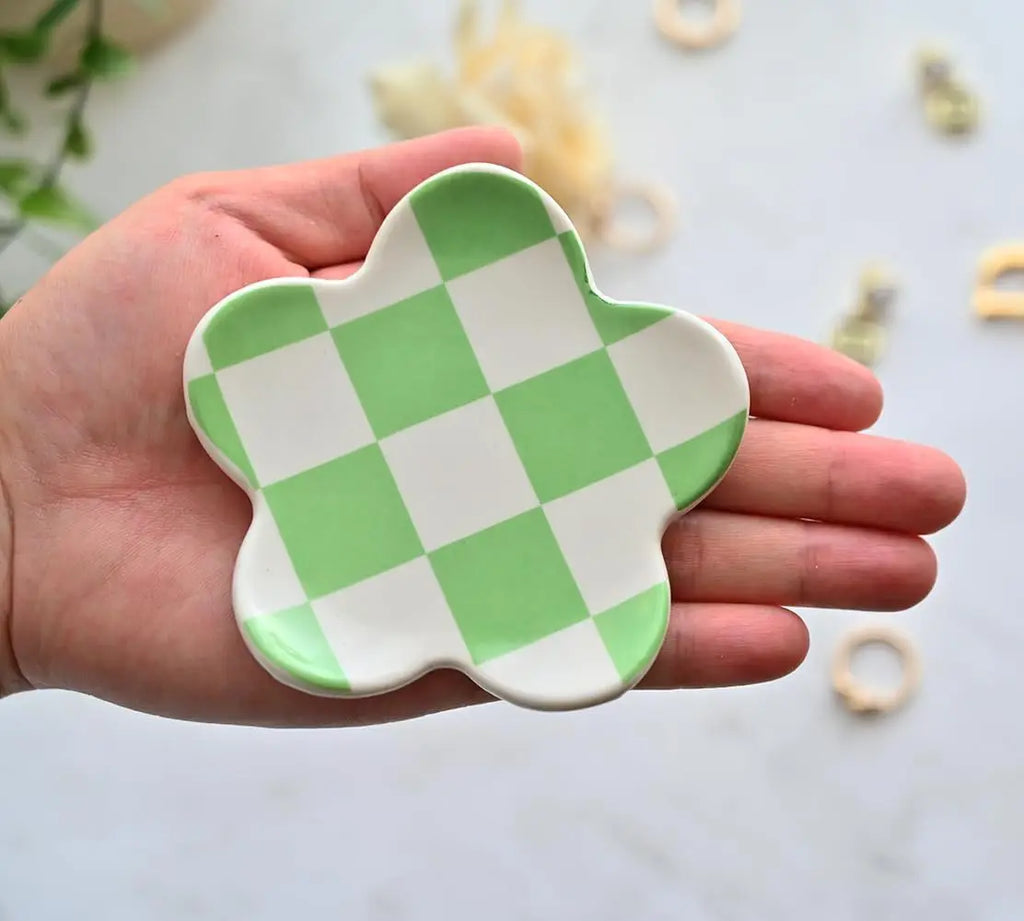 Ceramic Petal Tray, Jewelry Plate Necklace Ring Storage Dish,Jewelry Display Plate Desktop Decor