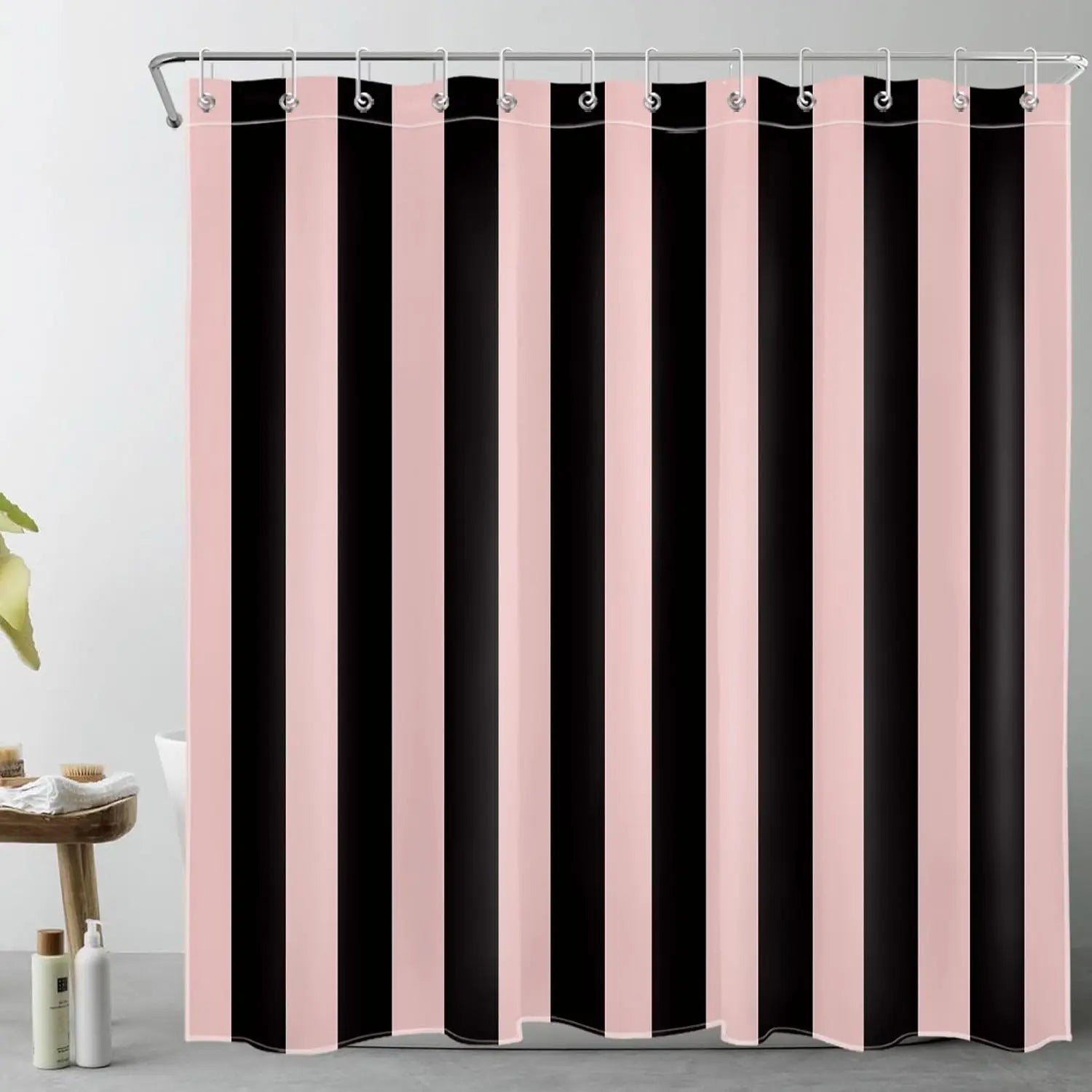 Stripe Shower Curtain Abstract Bohemian Fabric Shower Curtain with 12 Hooks Waterproof Bathroom Decoration