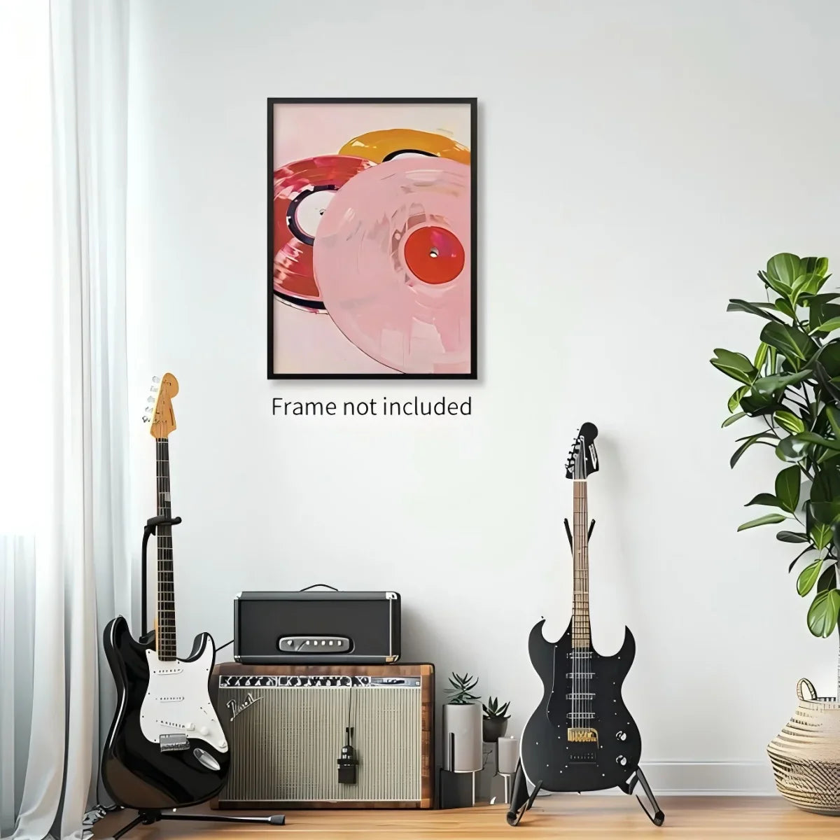 Retro Vinyl Rotation Art - Pink Record Disc Trio Frameless Decorative Painting for Music Lover's Wall