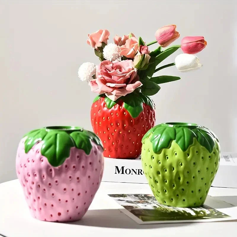 Creative Strawberry Shaped Vase for Flower Arrangement Living Room Home Decoration Flower Pot