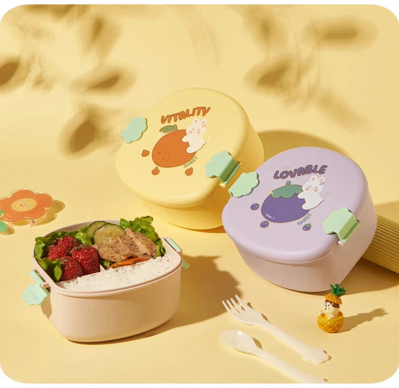 Strawberry Shape Lunch Box, 2 Layer Food Fruit Storage Bento Boxs