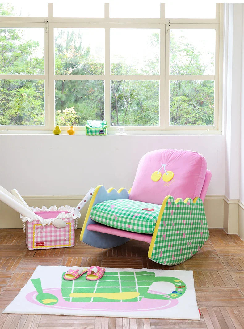 Modern Living Room Chairs Fabric Garden Relax Rocking Chair Lounge Bedroom Comfy Home Furniture