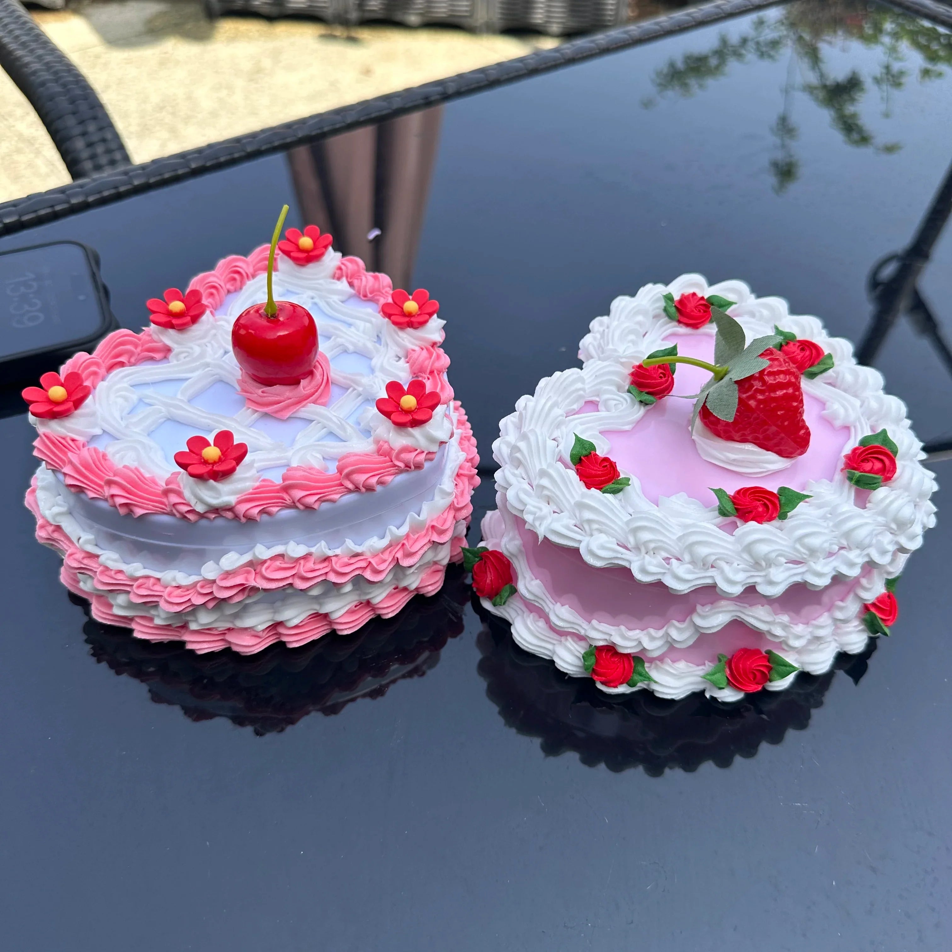 Room Decor Aesthetic Heart Shaped Jewelry Box for Girls, Fake Pink Cake, Cute Kawaii Decorative Storage Room Decor